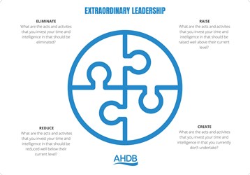 AgriLeader extraordinary leadership - Eliminate, reduce, raise, create matrix